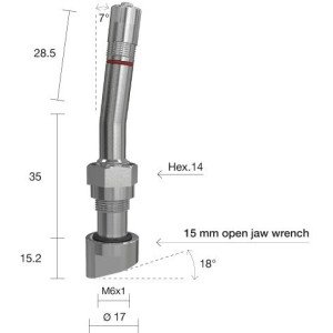 TPMS servisný kit pre Alu disk  - 77.4 (L) x 17 (Ø) x 18°