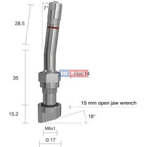 TPMS servisný kit pre Alu disk  - 77.4 (L) x 17 (Ø) x 18°