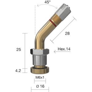 TPMS servisný kit pre oceľ. disky - 56 (L) x 16 (Ø) x 0°