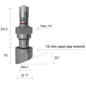 TPMS servisný kit pre Alu disky  - 50.5 (L) x 17 (Ø) x 22°