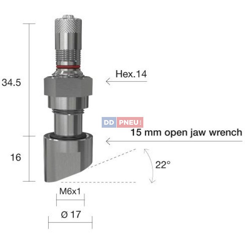 TPMS servisný kit pre Alu disky  - 50.5 (L) x 17 (Ø) x 22°