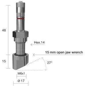 TPMS servisný kit pre Alu disky  - 63 (L) x 17 (Ø) x 27°
