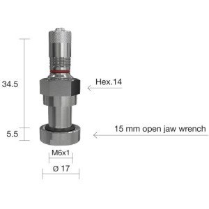 TPMS servisný kit pre Alu disky  - 40 (L) x 17 (Ø) x 0°